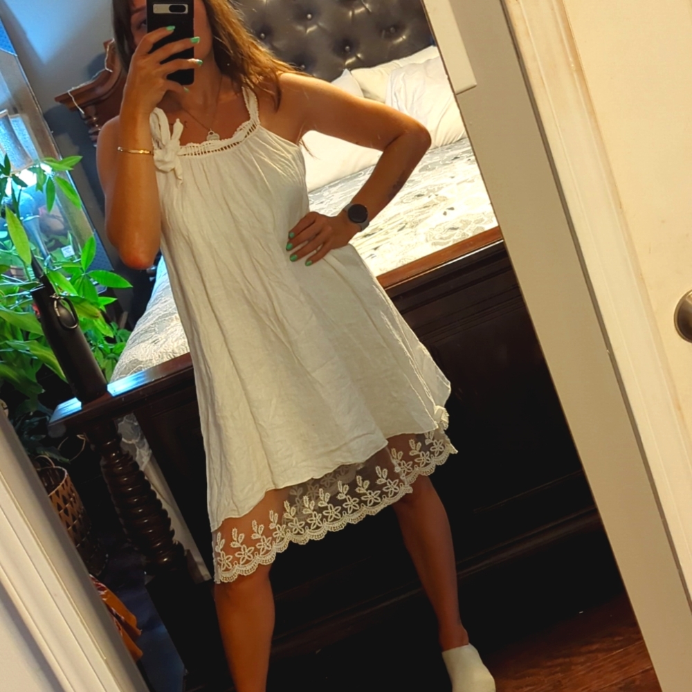 Cute white summer dress linen